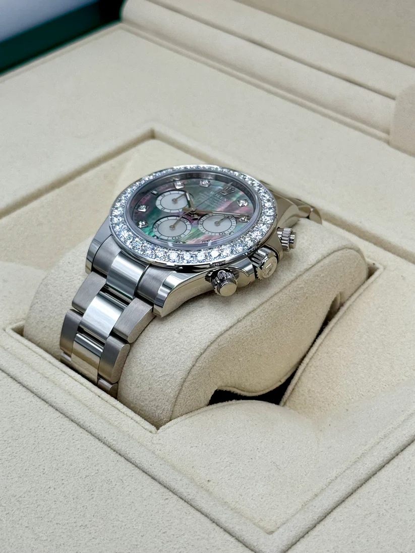 【Super Clone】Rolex Cosmograph Daytona 40mm White Gold Mother of Pearl Dial Diamond Bezel - 126579RBR - Image 3