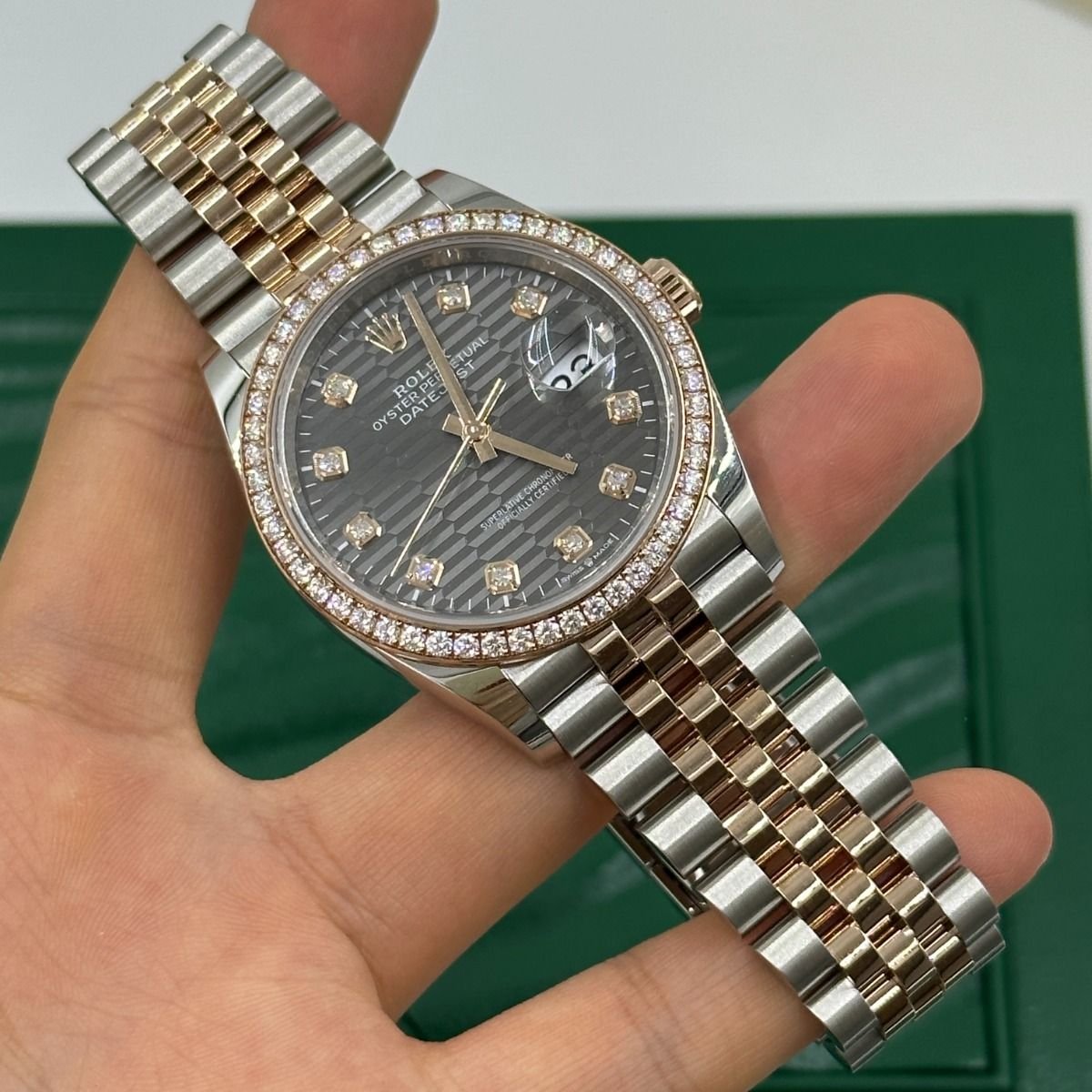 RLX Datejust 36mm 126281 Slate Fluted Motif Diamond Dial Diamond Bezel and Oyster Bracelet - Image 17