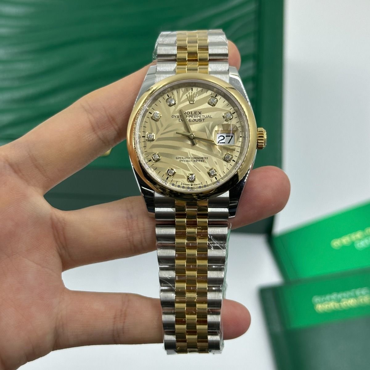 RLX Datejust 36mm 126203 Golden Fluted Dial Domed Bezel Oyster Bracelet - Image 9