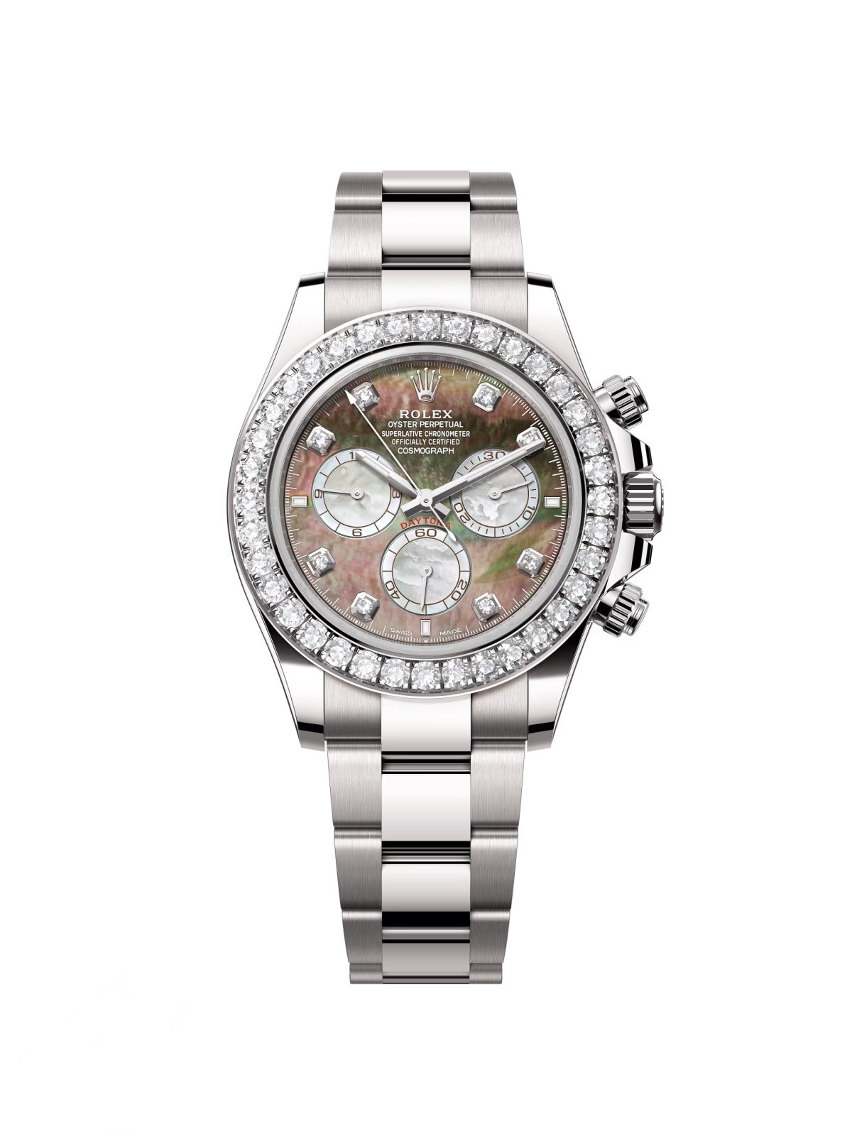 【Super Clone】Rolex Cosmograph Daytona 40mm White Gold Mother of Pearl Dial Diamond Bezel - 126579RBR