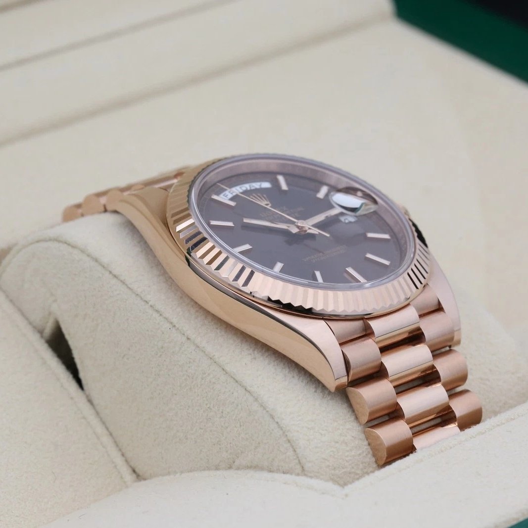 RLX Day-Date "President" 40mm Everose Gold Chocolate Index Dial - 228235 - Image 3