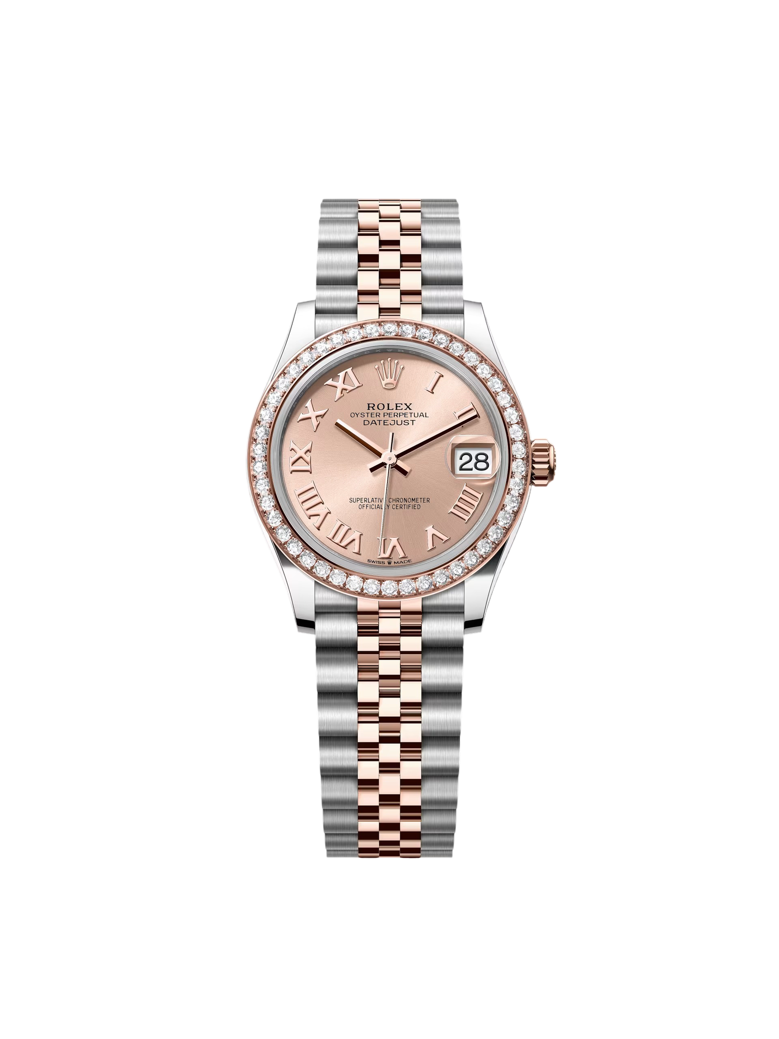RLX Datejust m278381-0001/0002 Rose Roman Dial Diamond-Set Bezel 31mm