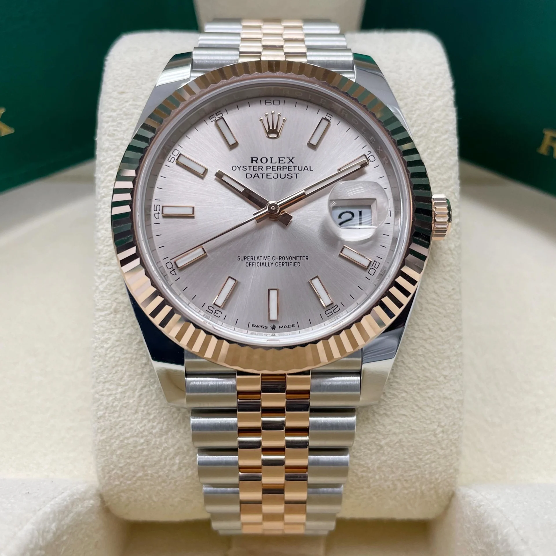 RLX Datejust 41mm 126331 Sundust Index Oyster Steel and Everose Gold Watch - Image 8