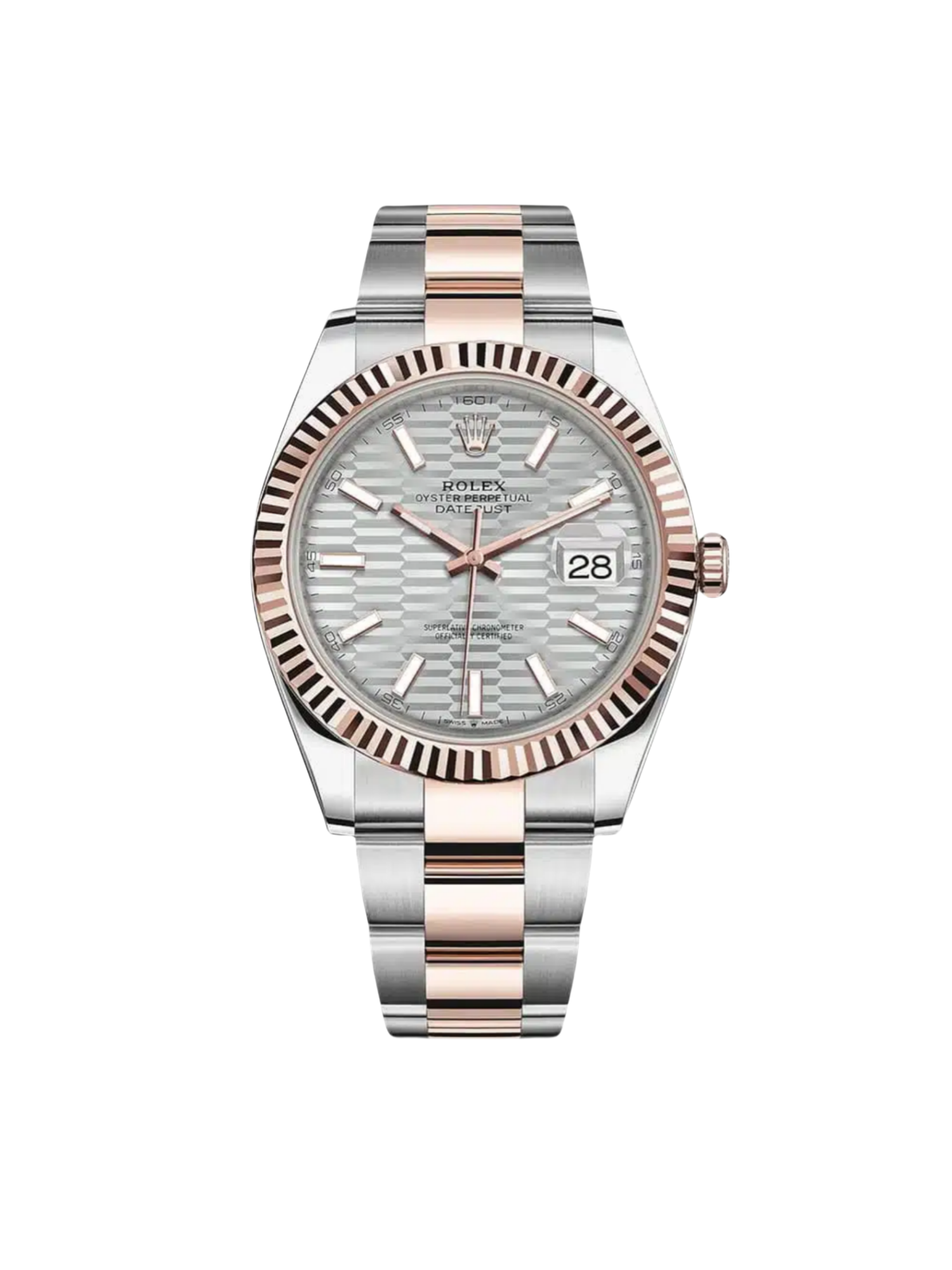 RLX Datejust 41mm 126331 Silver Fluted Motif Dial Two Tone Stainless Steel & 18K Rose Gold Jubilee Bracelet Men's Watch - Image 2
