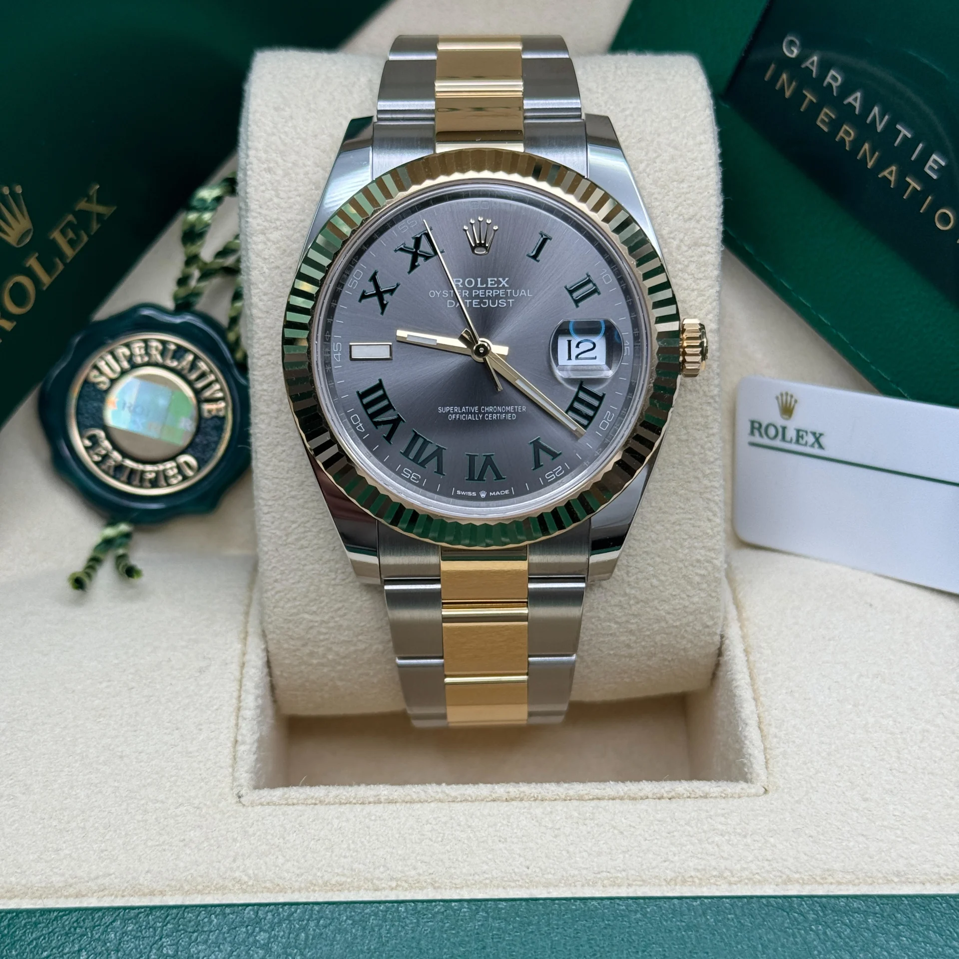 RLX Datejust 41mm 126333 Two-Tone Yellow Gold Fluted Bezel "Wimbledon" Dial Oyster - Image 7