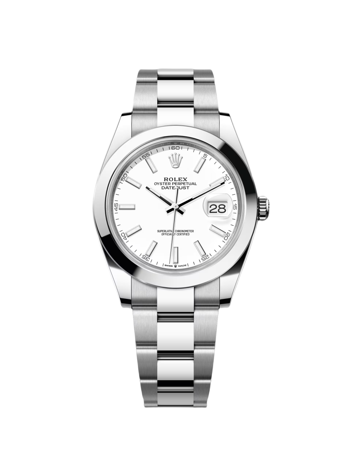 RLX Datejust 41mm 126300 White Index Oyster Stainless Steel Watch