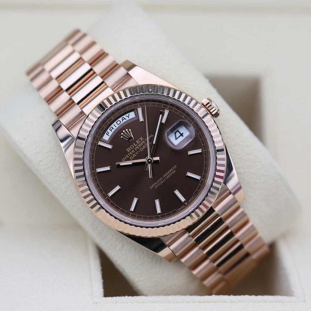 RLX Day-Date "President" 40mm Everose Gold Chocolate Index Dial - 228235 - Image 4