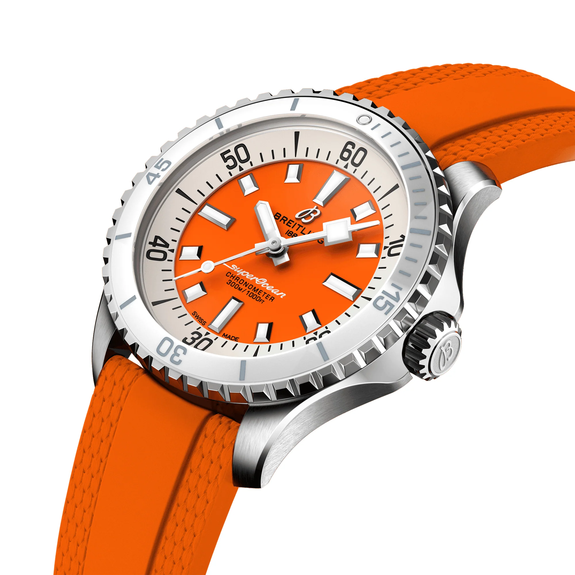 【Super Clone】BREITLINGSuperocean 36mm Orange Dial Ladies Automatic Strap Watch - Image 2