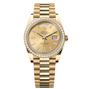 RLX Day-Date 40mm Champagne Diamond Dial and Bezel Yellow Gold President Bracelet 228348RBR-0002