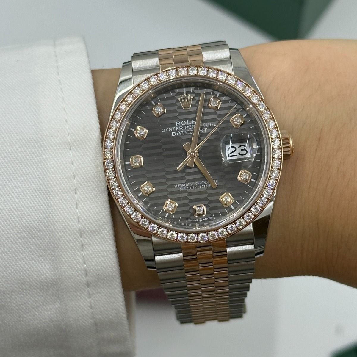 RLX Datejust 36mm 126281 Slate Fluted Motif Diamond Dial Diamond Bezel and Oyster Bracelet - Image 19
