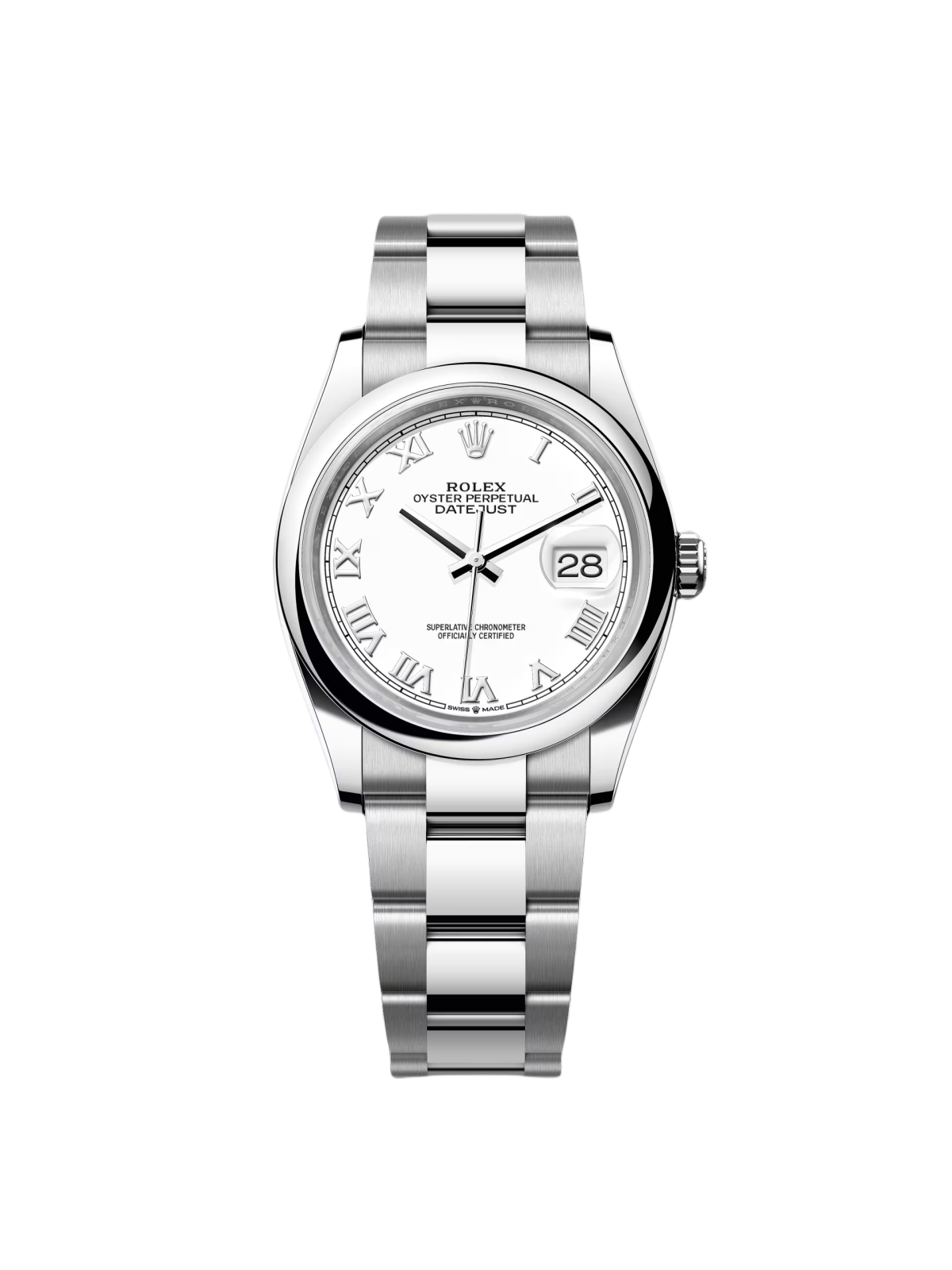 RLX Datejust 36mm 126200 Stainless Steel White Roman Dial Oyster