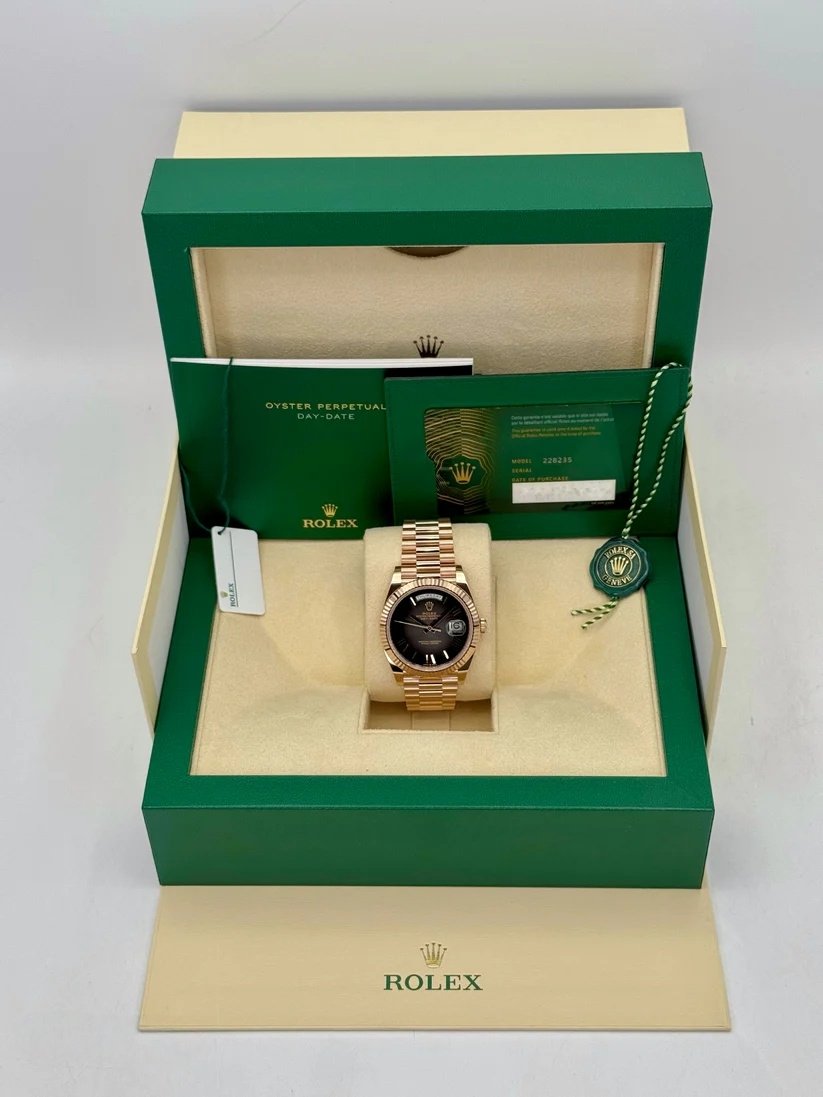 RLX Day-Date "President" 40mm Everose Gold Slate Roman Ombre "Smoke" Dial - 228235 - Image 8