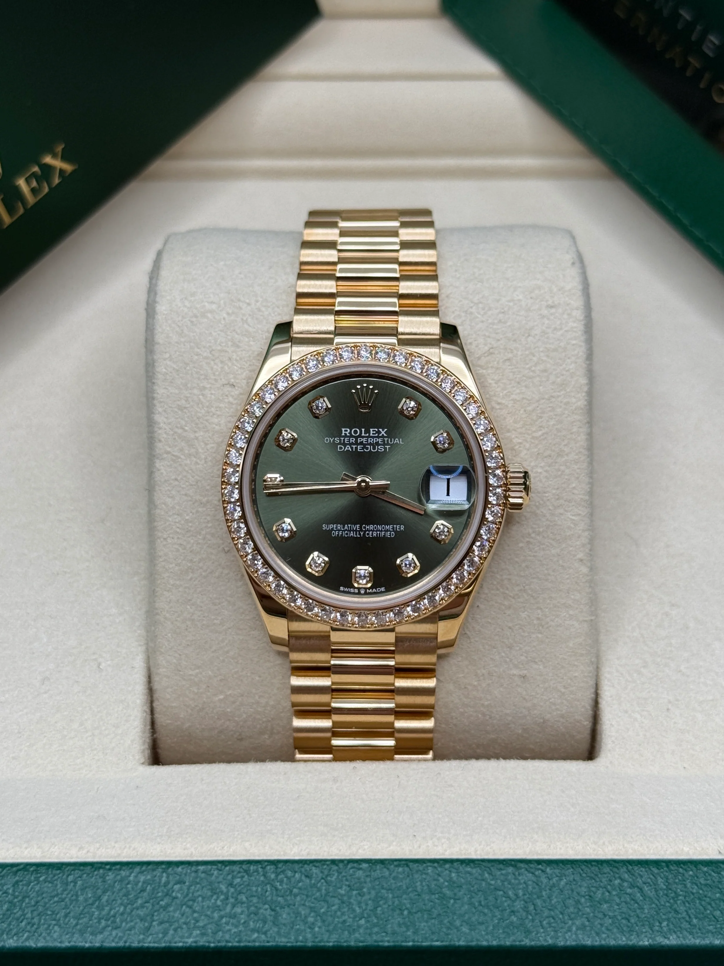 RLX Datejust m278288RBR-0007 Olive Green 31mm Dial President Bracelet Watch - Image 2