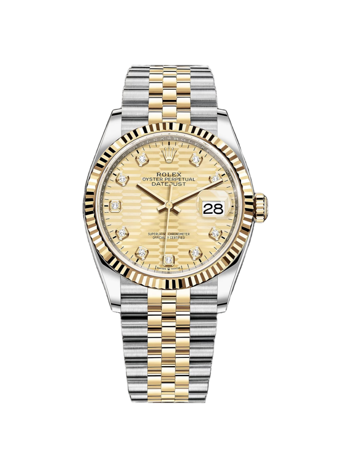 RLX Datejust 36mm 126233 Champagne Fluted Motif Diamond Dial Jubilee Bracelet