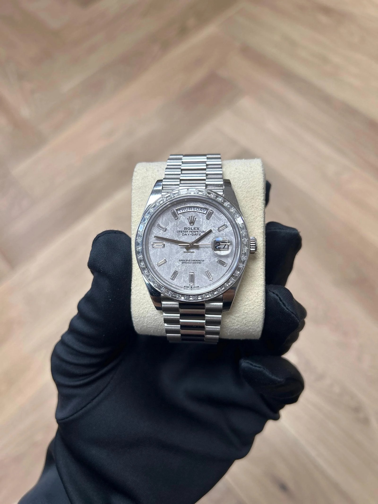 RLX Day-Date 40mm 228396TBR-0027 Meteoriate Baguette Diamond Dial and Bezel Watch - Image 6