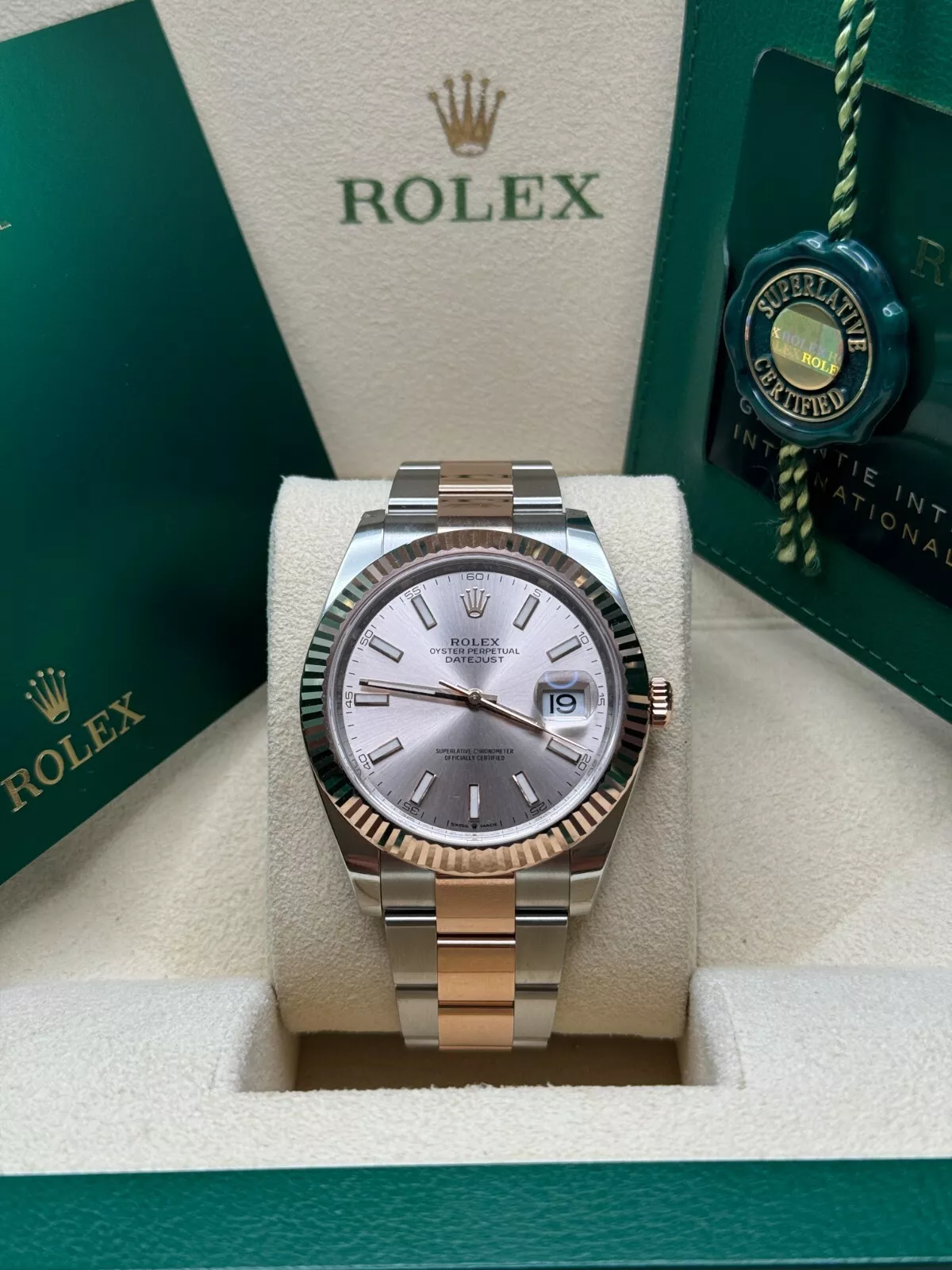 RLX Datejust 41mm 126331 Sundust Index Oyster Steel and Everose Gold Watch - Image 3