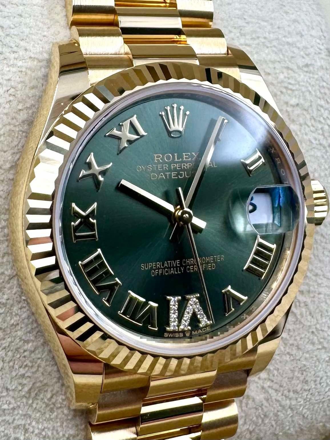 RLX Datejust m278278-0030 Olive Green 31mm Dial President Bracelet Watch - Image 3