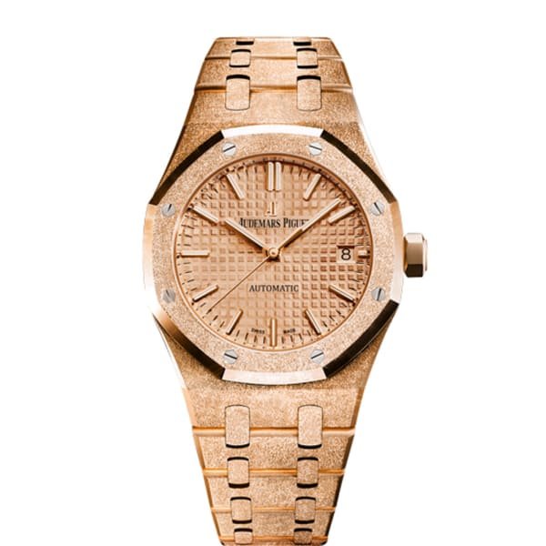 【Super Clone】Audemars Piguet Royal Oak Frosted Gold, Rose dial, 37mm, 18k Rose gold, 15454OR.GG.1259OR.03