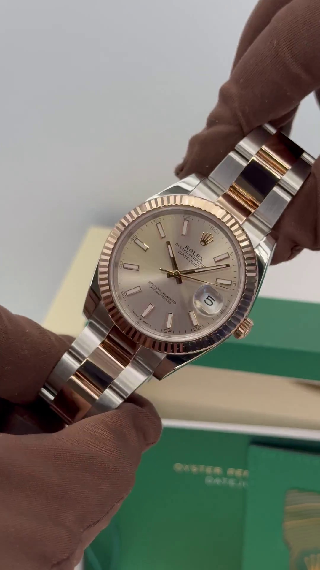 RLX Datejust 41mm 126331 Sundust Index Oyster Steel and Everose Gold Watch - Image 13