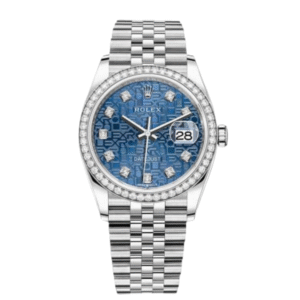 RLX  Datejust 36mm 126284 Blue Jubilee Diamond Dial & Diamond Bezel, Stainless Steel Oyster Bracelet Watch