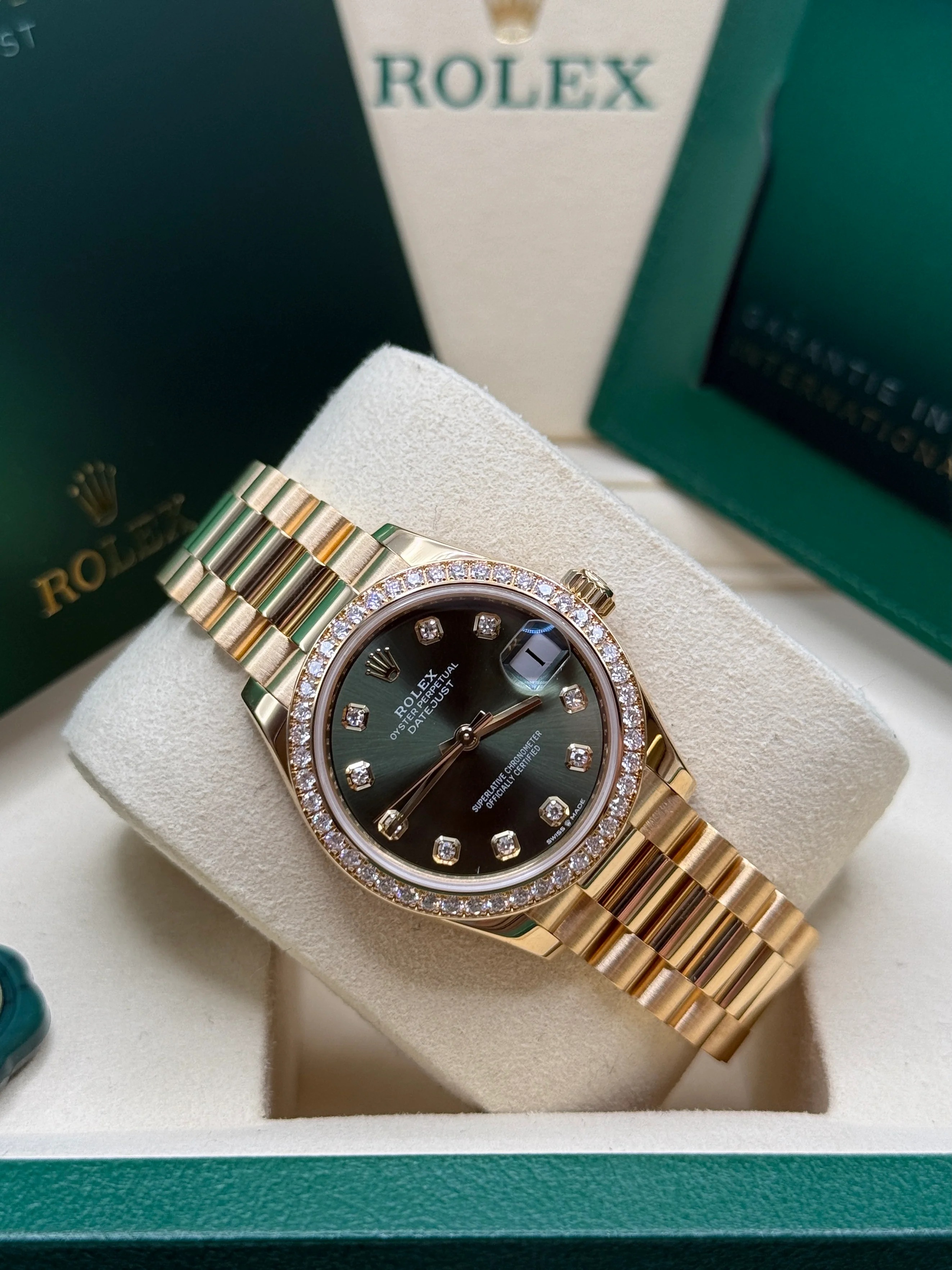 RLX Datejust m278288RBR-0007 Olive Green 31mm Dial President Bracelet Watch - Image 6