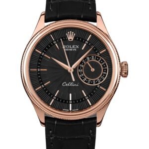 【Super Clone】Rolex Cellini Date 50515 Rose Gold Black Index Dial 39mm Mens Replica Watch