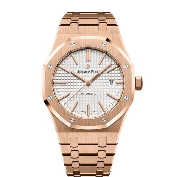 【Super Clone】Audemars Piguet Royal Oak Self Winding Silver-toned dial 41mm Rose Gold Watch 15400OR.OO.1220OR.02