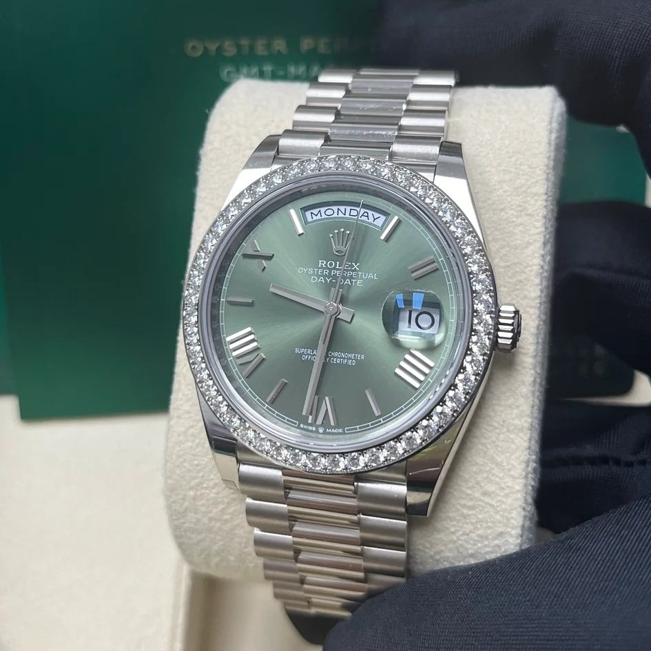 RLX Day-Date 40mm 228349RBR-0030 Olive Green Dial President Bracelet - Image 7