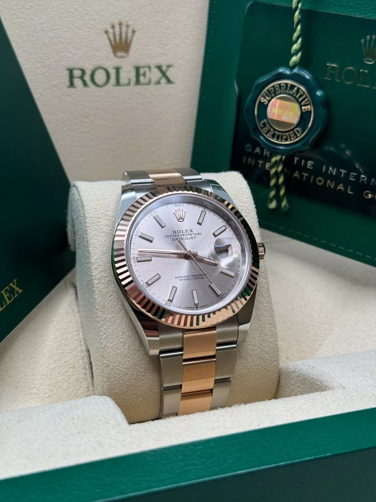RLX Datejust 41mm 126331 Sundust Index Oyster Steel and Everose Gold Watch - Image 4