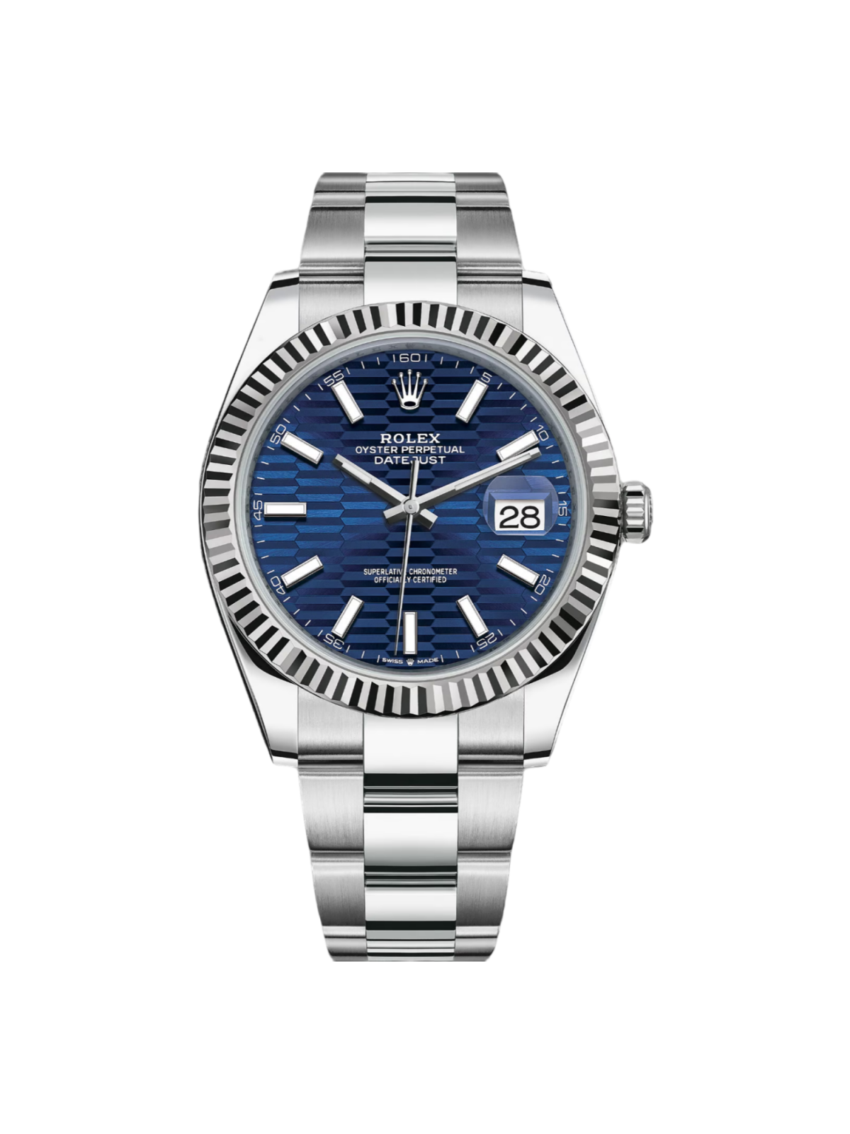 RLX Datejust 41mm Blue Fluted Motif Index Dial Jubilee Bracelet Watch - 126334 - Image 2