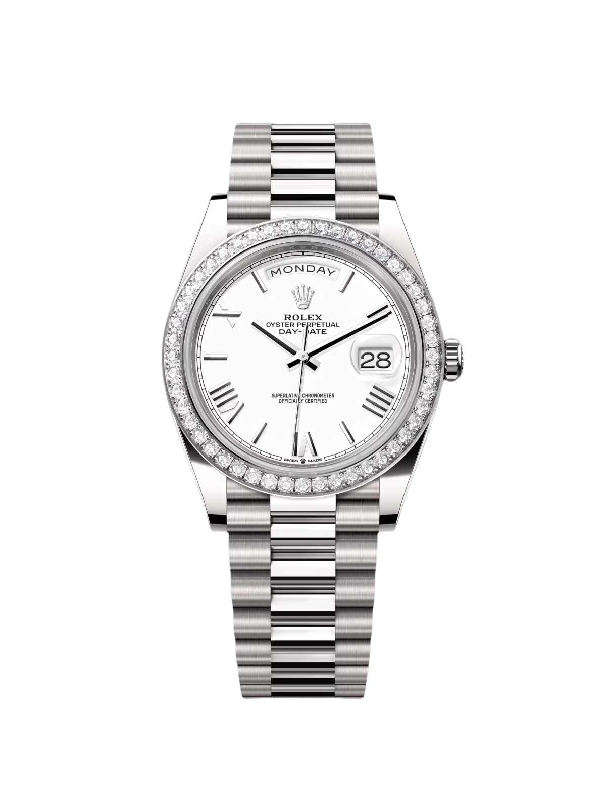 RLX Day-Date 40mm 228349RBR-0039 White Dial President Bracelet