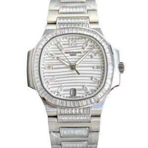 【Super Clone】Patek Philippe Nautilus Ladies White Gold Diamond Bezel 7118