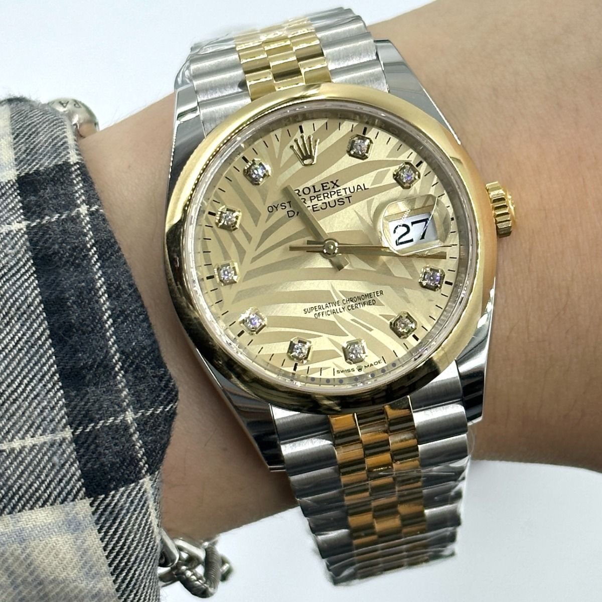 RLX Datejust 36mm 126203 Golden Fluted Dial Domed Bezel Oyster Bracelet - Image 13