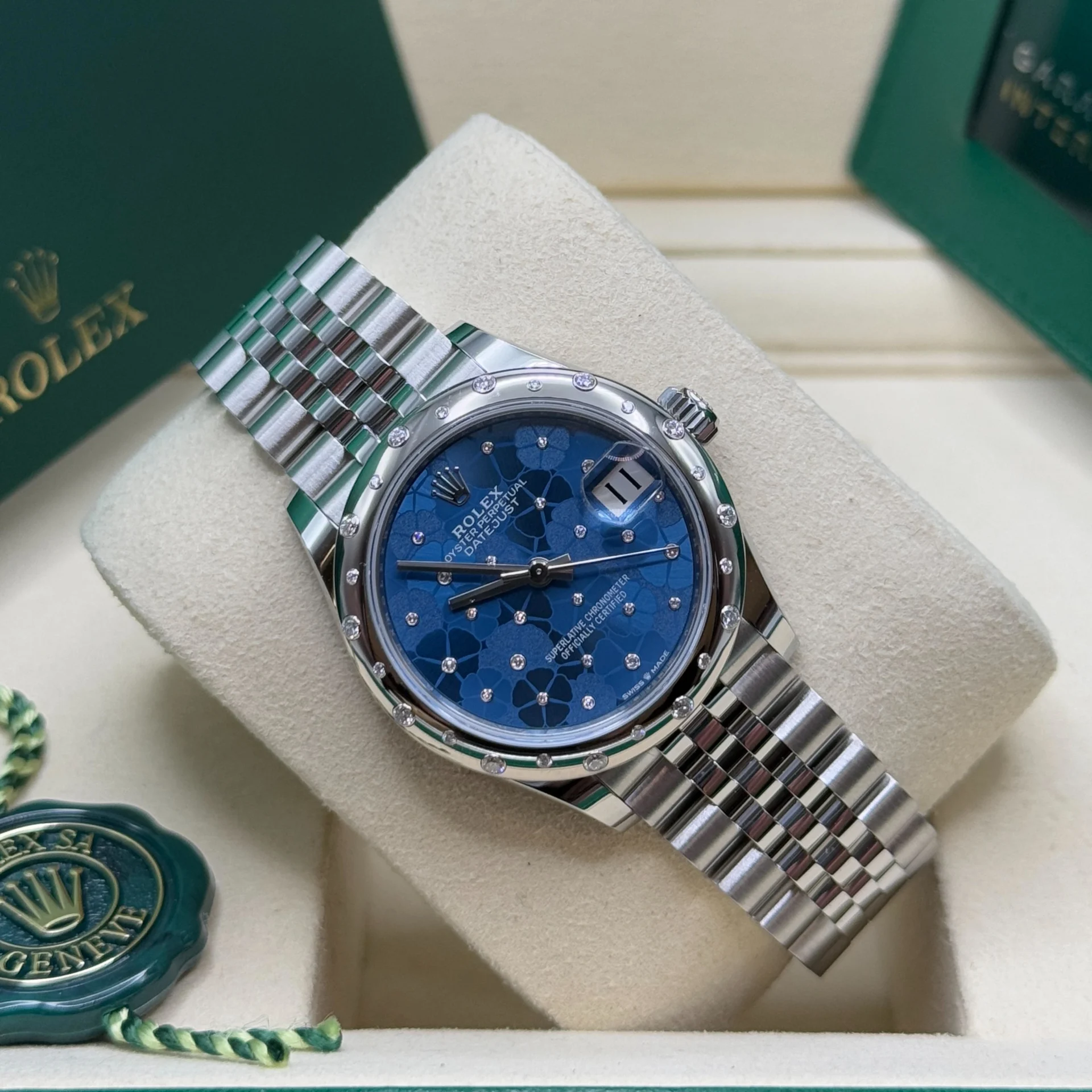 RLX Datejust m278344-0037/0038 Blue Floral Motif Dial 31mm Oyster - Image 6