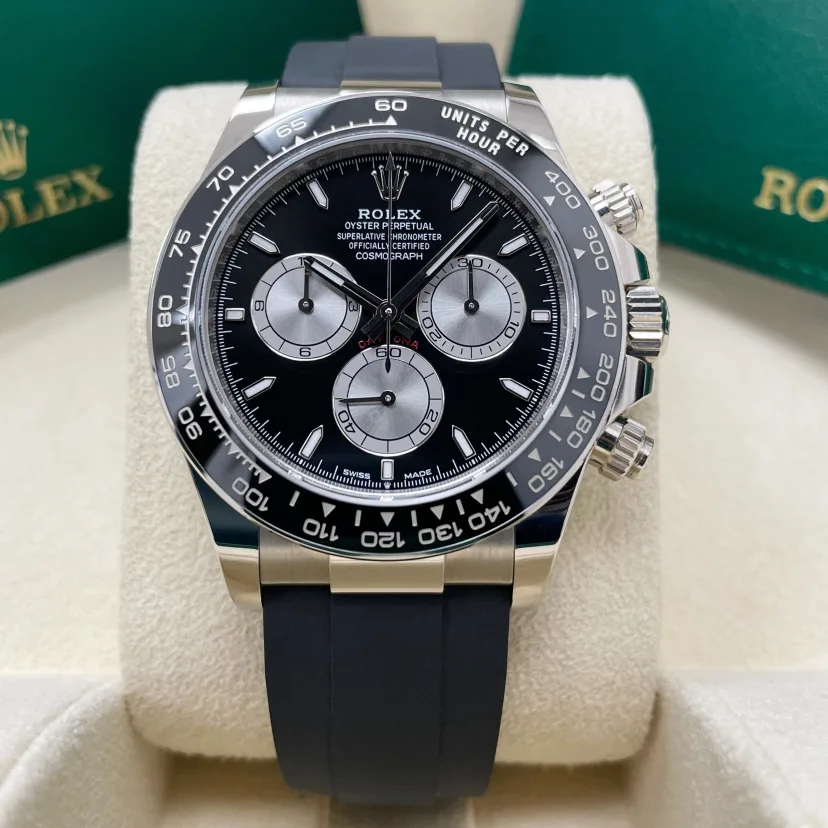 【Super Clone】Rolex Cosmograph Daytona White Gold Mens Watch-126519LN Black Oysterflex - Image 2