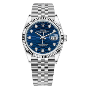 RLX  Datejust 36mm 126234 Blue Fluted Motif Diamond Dial Jubilee Bracelet Watch