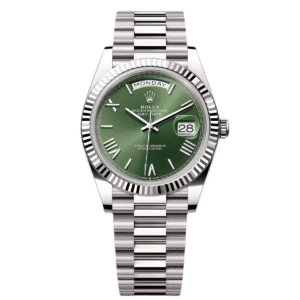 RLX  Day-Date "President" 40mm White Gold Green Roman Dial - 228239