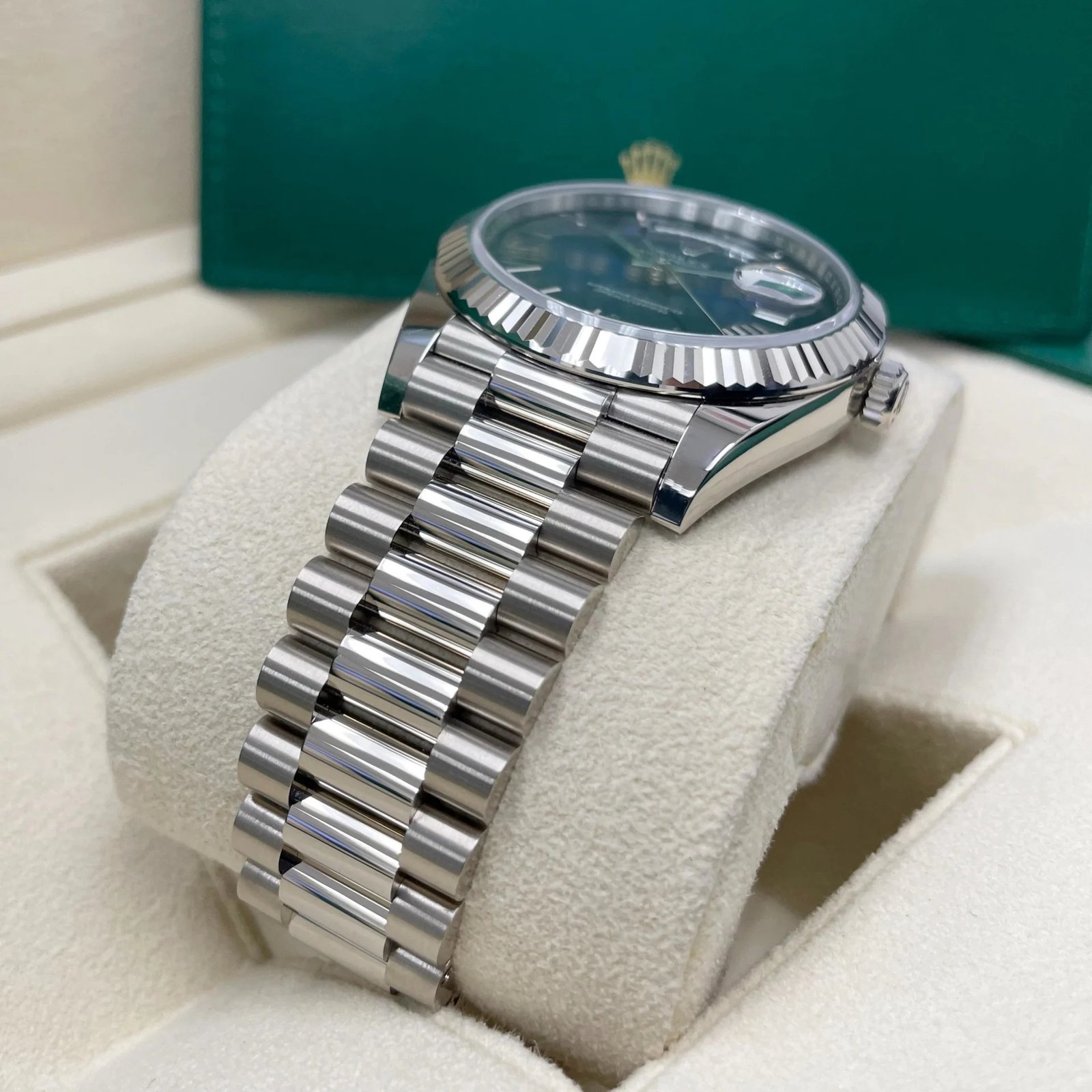 RLX Day-Date "President" 40mm White Gold Blue Roman Ombre Dial - 228239 - Image 6