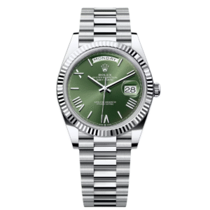 RLX  Day-Date "President" 40mm Platinum Green Olive Roman Dial - 228236