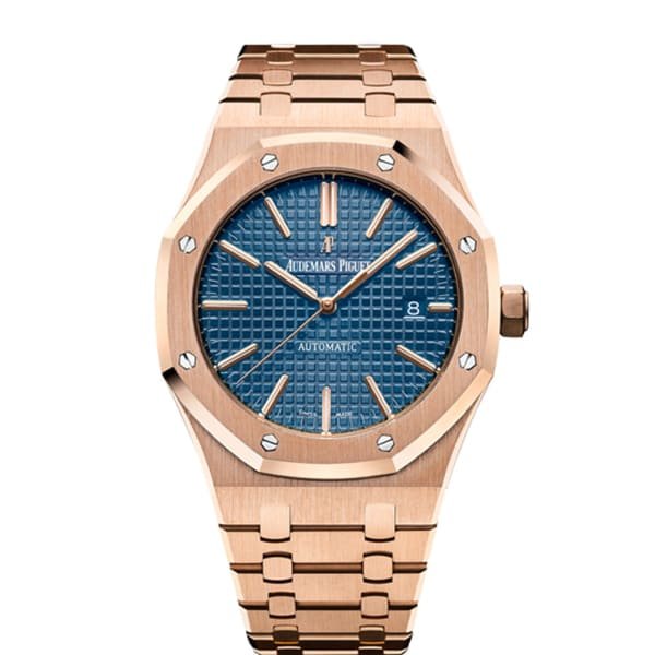 【Super Clone】Audemars Piguet Royal Oak Self Winding with Blue Dial 41mm 18k Rose Gold Watch 15400OR.OO.1220OR.03