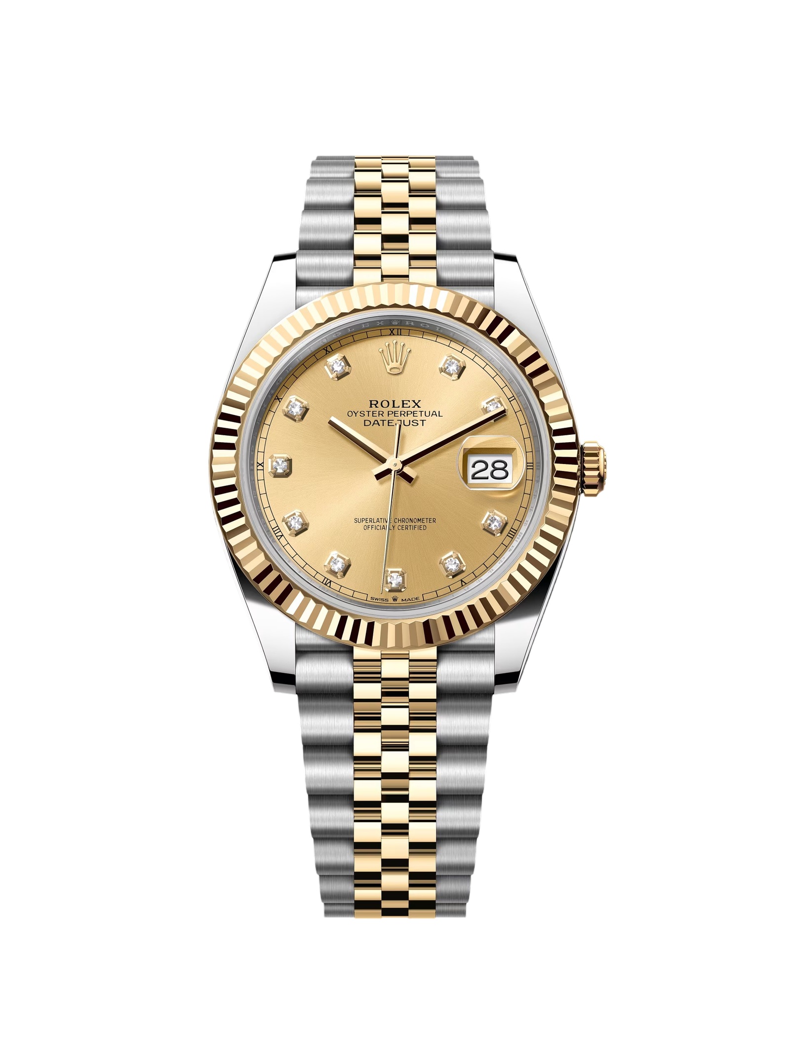 RLX Datejust 41mm Two-Tone Yellow Gold Fluted Bezel Champagne Diamond Dial Oyster - 126333 - Image 2