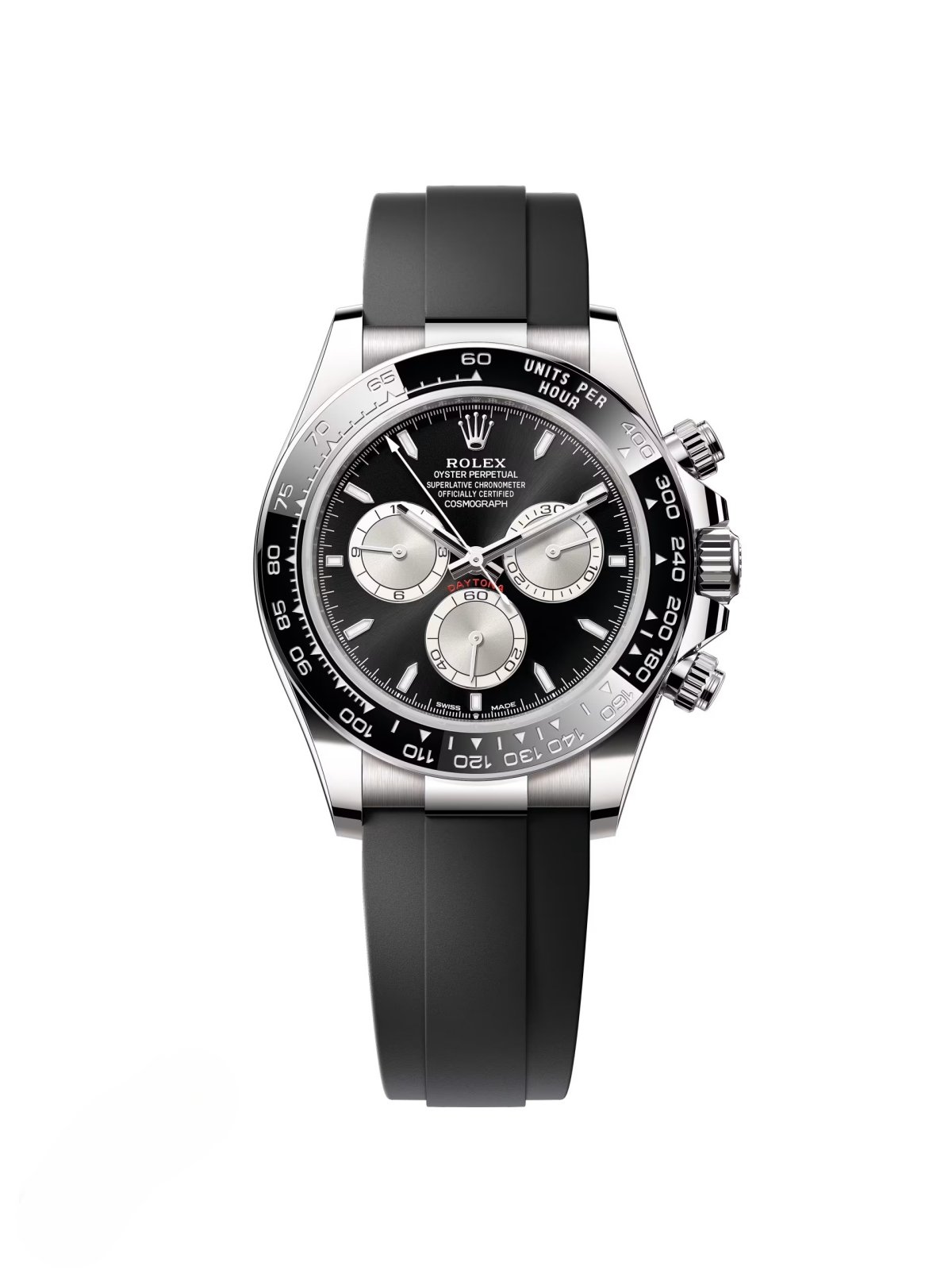 【Super Clone】Rolex Cosmograph Daytona White Gold Mens Watch-126519LN Black Oysterflex