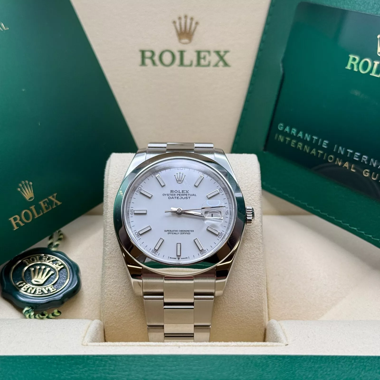 RLX Datejust 41mm 126300 White Index Oyster Stainless Steel Watch - Image 7