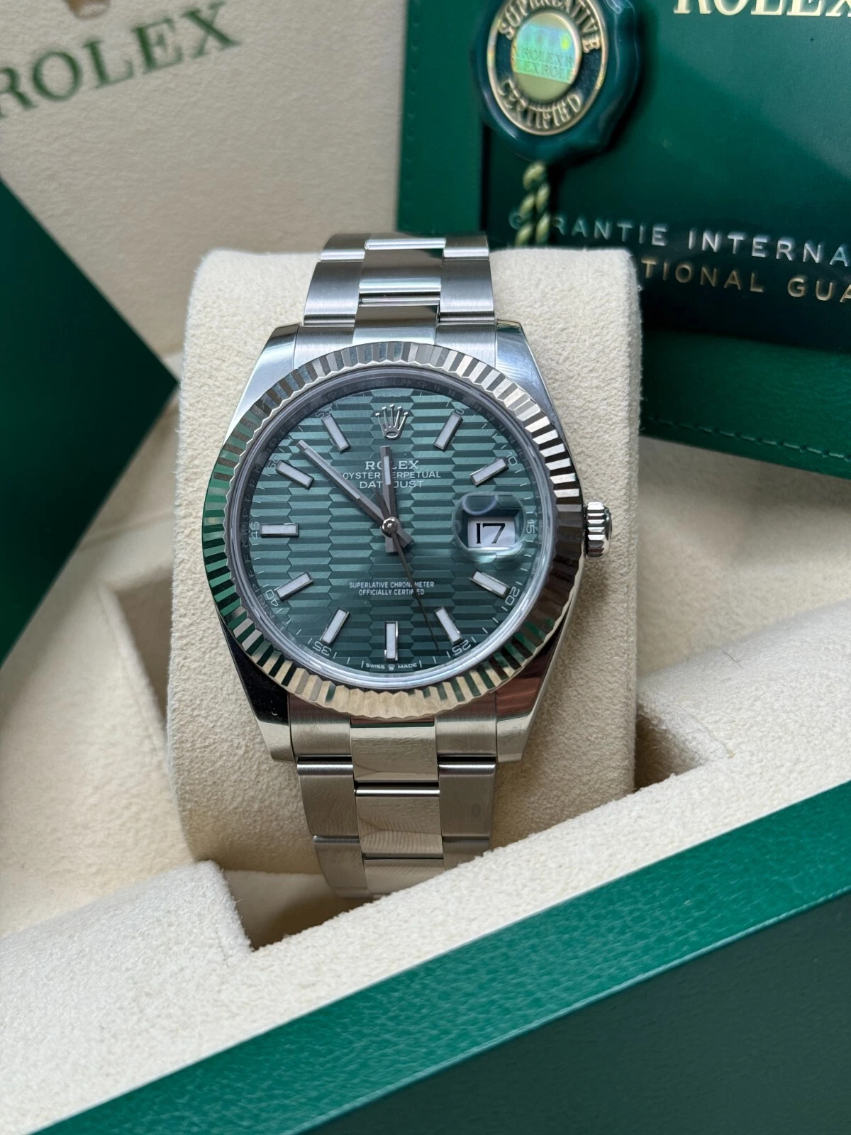 RLX Datejust 41mm 126334 Mint Green Fluted Motif Dial Oyster Bracelet - Image 8