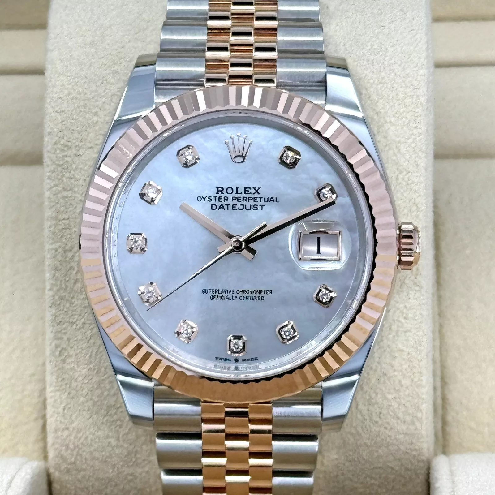 RLX Datejust 41mm 126331 MOP Diamond Jubilee Steel and Rose Gold Watch - Image 3
