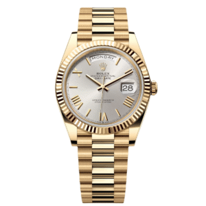 RLX  Day-Date "President" 40mm Yellow Gold Silver Roman Dial - 228238