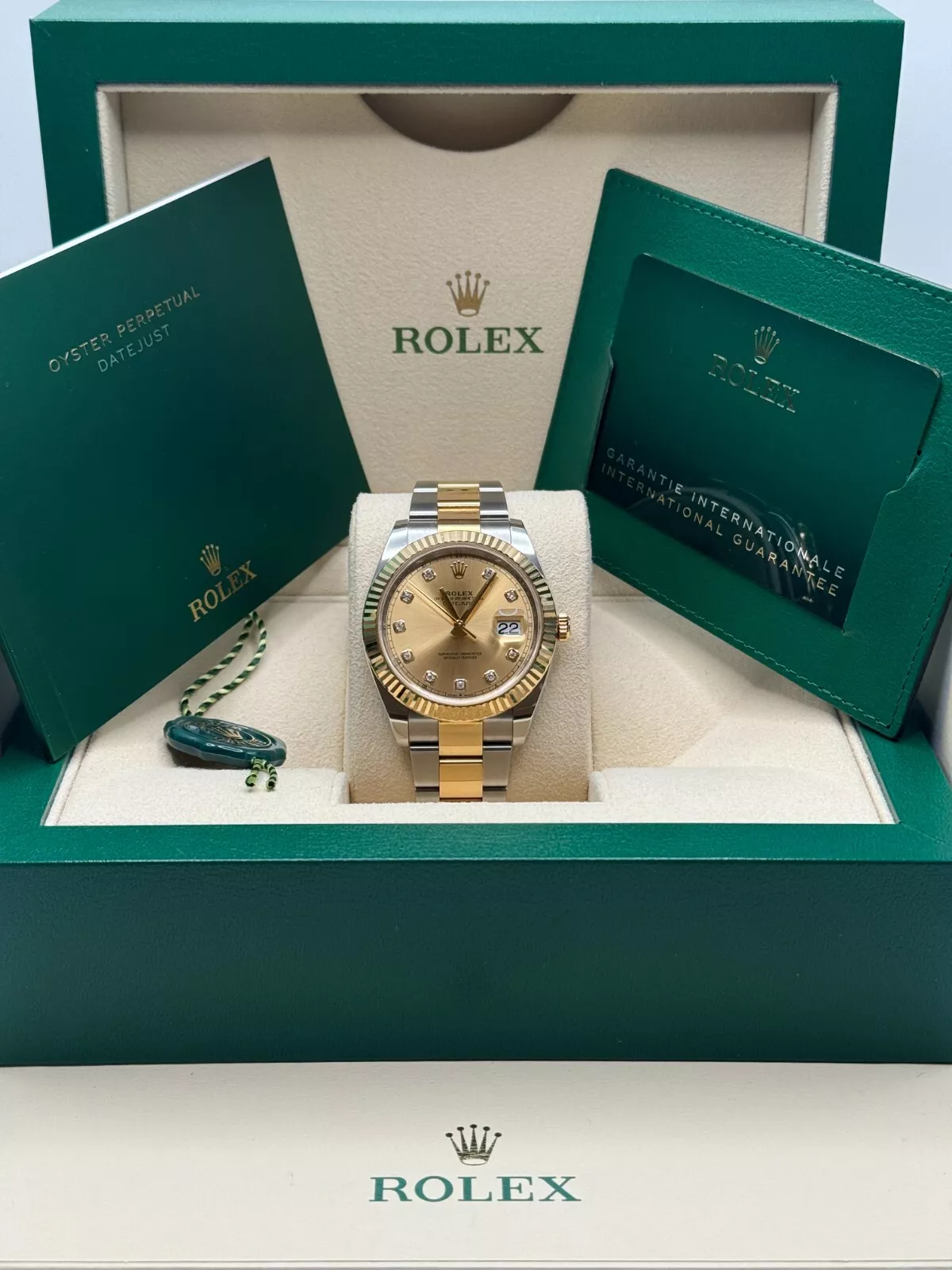 RLX Datejust 41mm Two-Tone Yellow Gold Fluted Bezel Champagne Diamond Dial Oyster - 126333 - Image 9