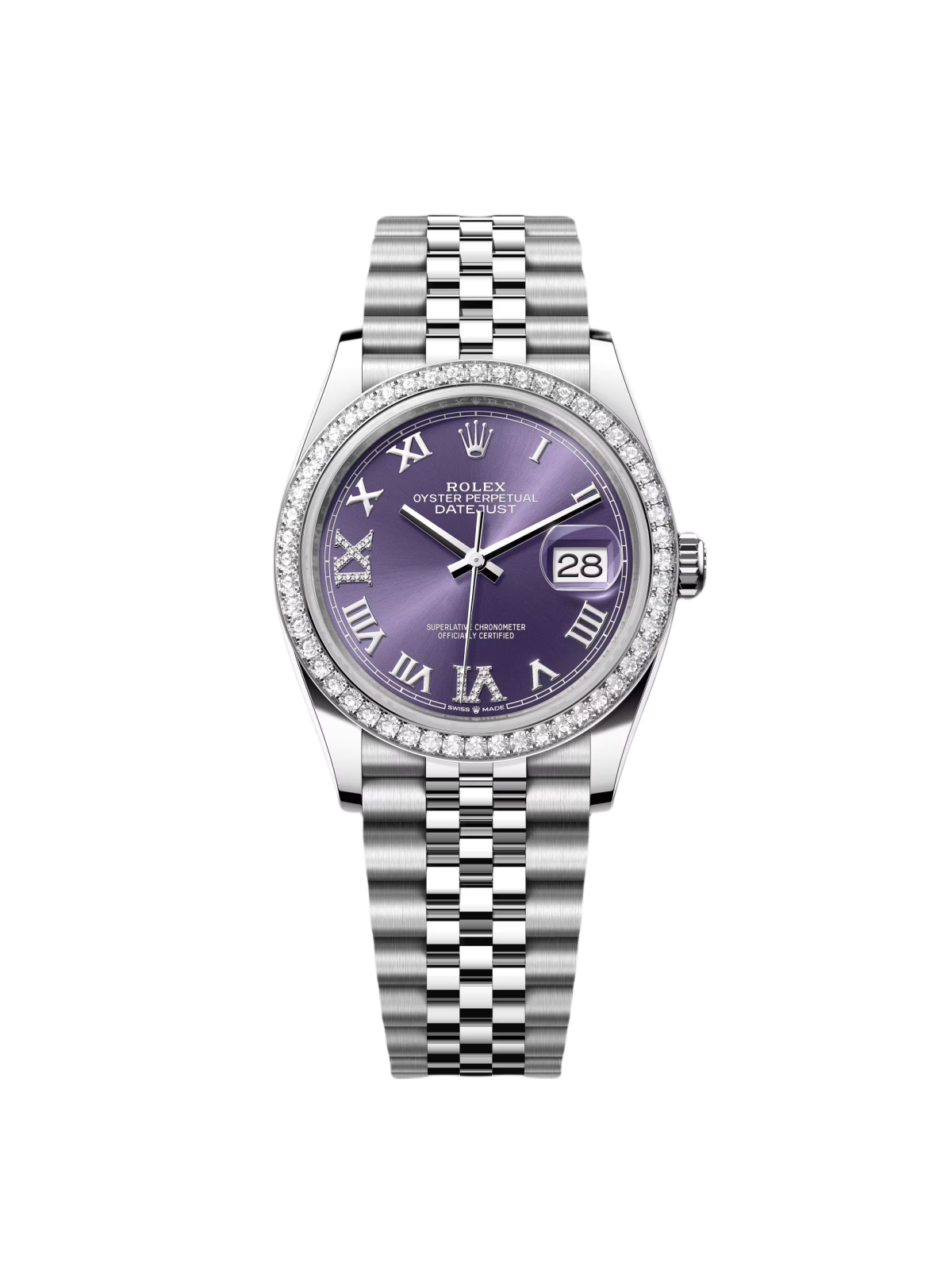 RLX Datejust 36mm 126284 Aubergine Dial Jubilee Bracelet