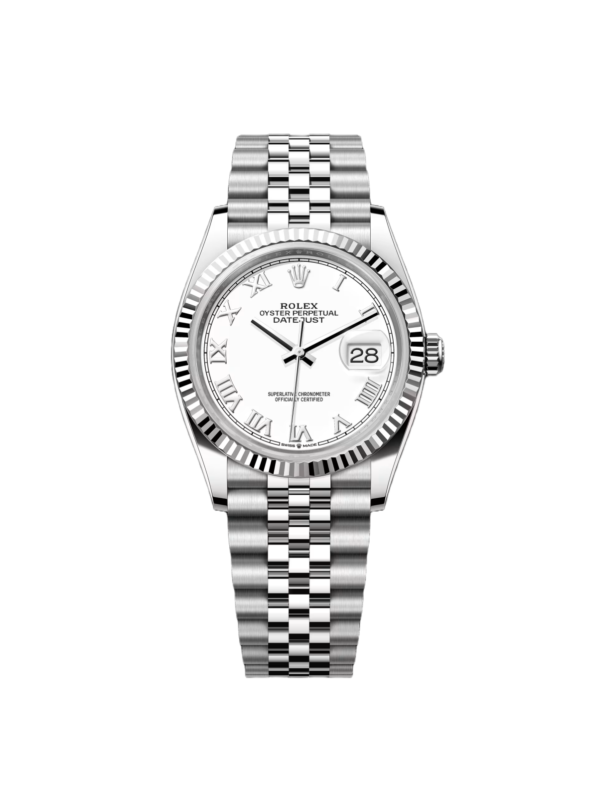 RLX Datejust 36mm 126234 White Roman Dial Oyster Stainless Steel Mens