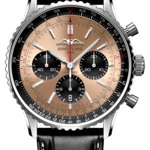 【Super Clone】Breitling Navitimer B01 Chronograph 46 Brown Dial Black Leather Strap Watch For Men - AB0138241K1P1